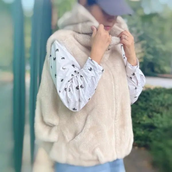 Real Feel Faux Mink Hooded Vest - FamilyClothes