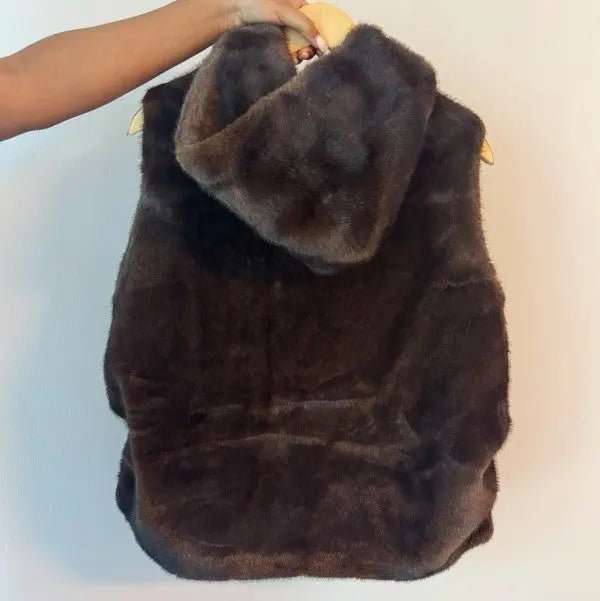 Real Feel Faux Mink Hooded Vest - FamilyClothes