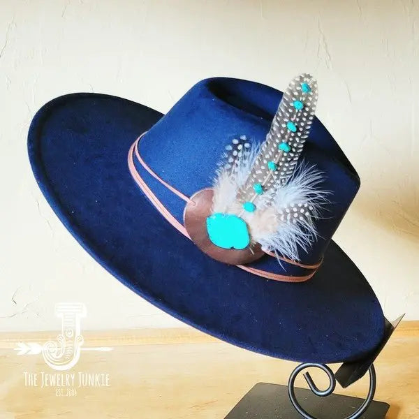 TurquAccent GuineaFeather Hatband/Choice of Hat - FamilyClothes