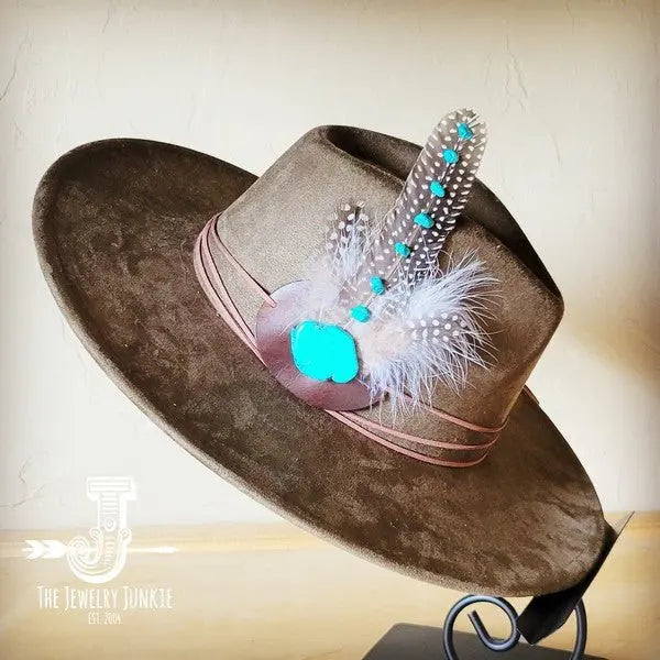 TurquAccent GuineaFeather Hatband/Choice of Hat - FamilyClothes