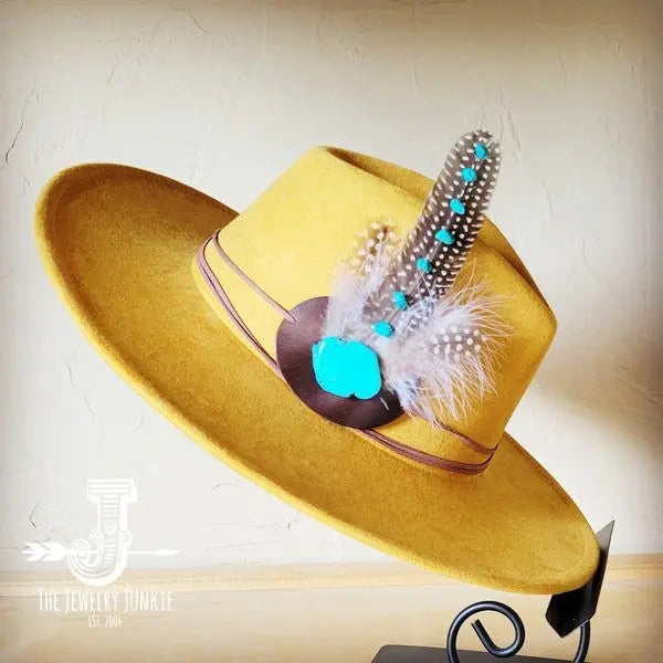 TurquAccent GuineaFeather Hatband/Choice of Hat - FamilyClothes