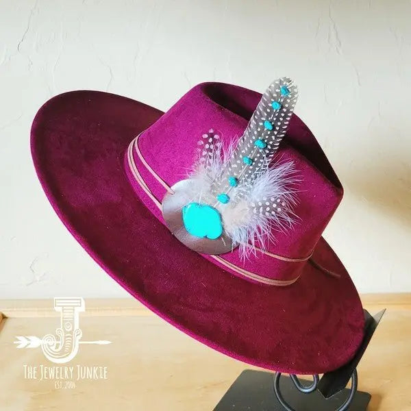 TurquAccent GuineaFeather Hatband/Choice of Hat - FamilyClothes