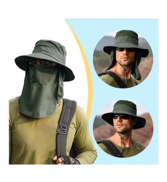 Wide Brim Sun Hat UV Protection Bucket Cap For Hiking Camping Fishing Safari Men - FamilyClothes